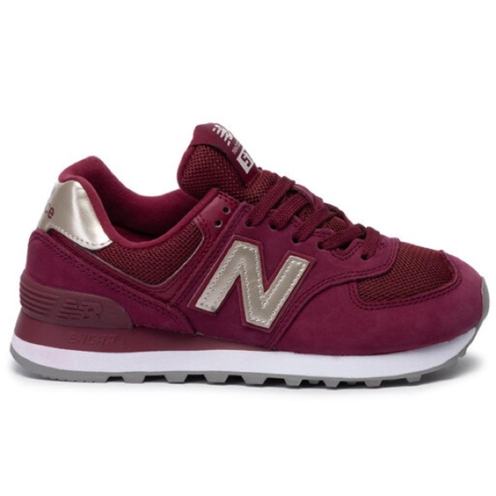 New Balance Women's Maroon and Silver Sneakers